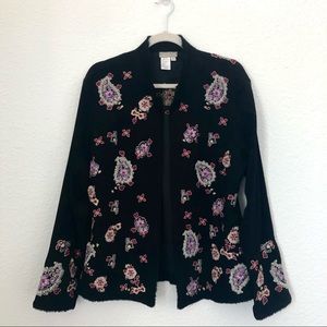 Black Coldwater Creek Embroidered jacket – L
